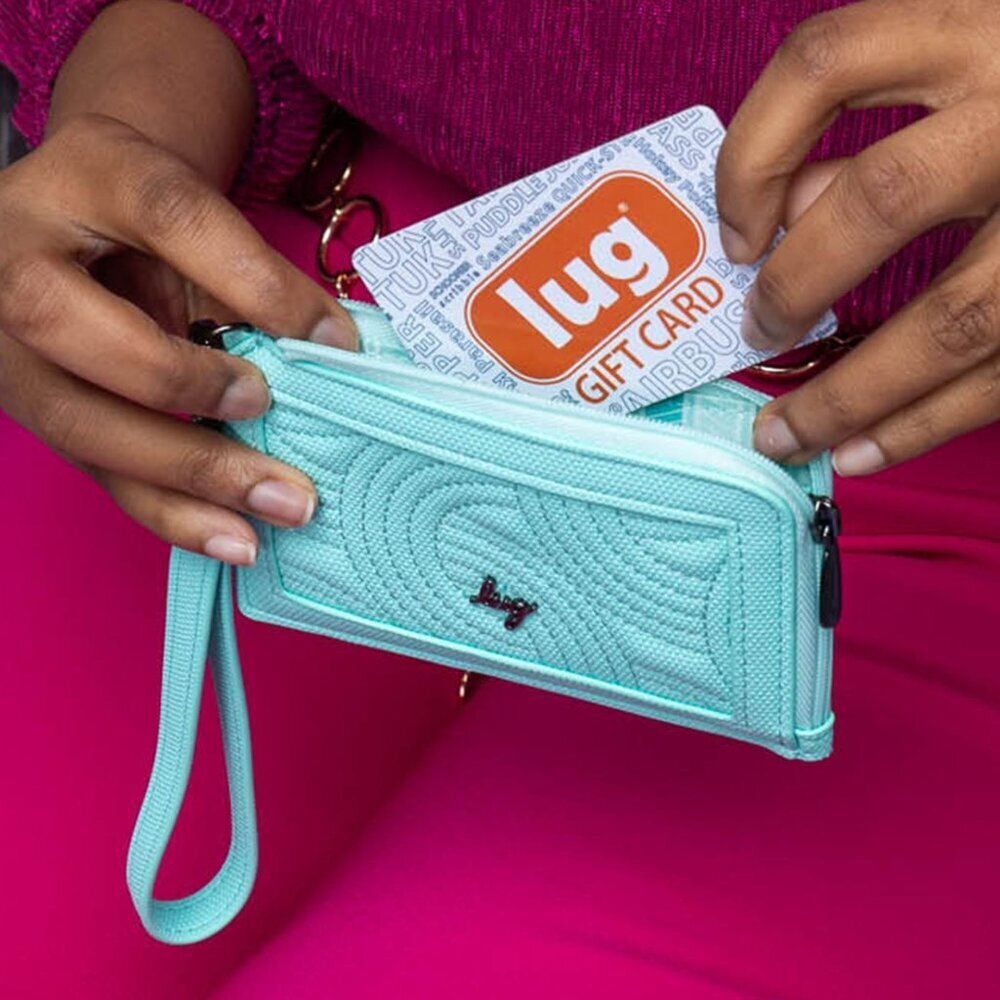 LUG Twirl Matte Luxe VL (Vegan Leather) RFID Wristlet Wallet - Diamond Silver - Picture 6 of 9